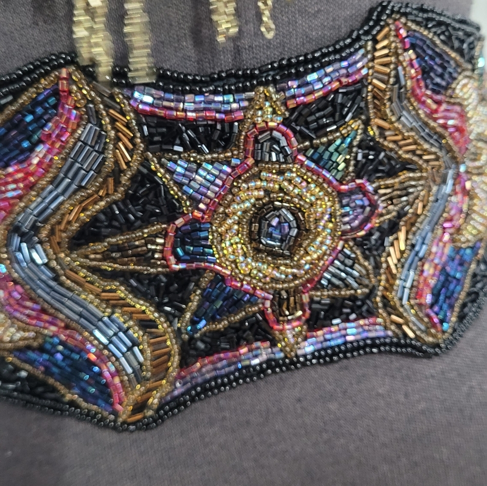 Elegant Beaded Black Waist Belt - Picture 4 of 12